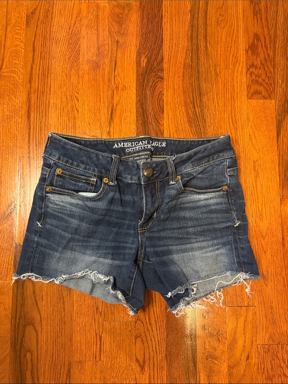 American Eagle Outfitters Dark Indigo Distressed Denim Cutoff Shorts